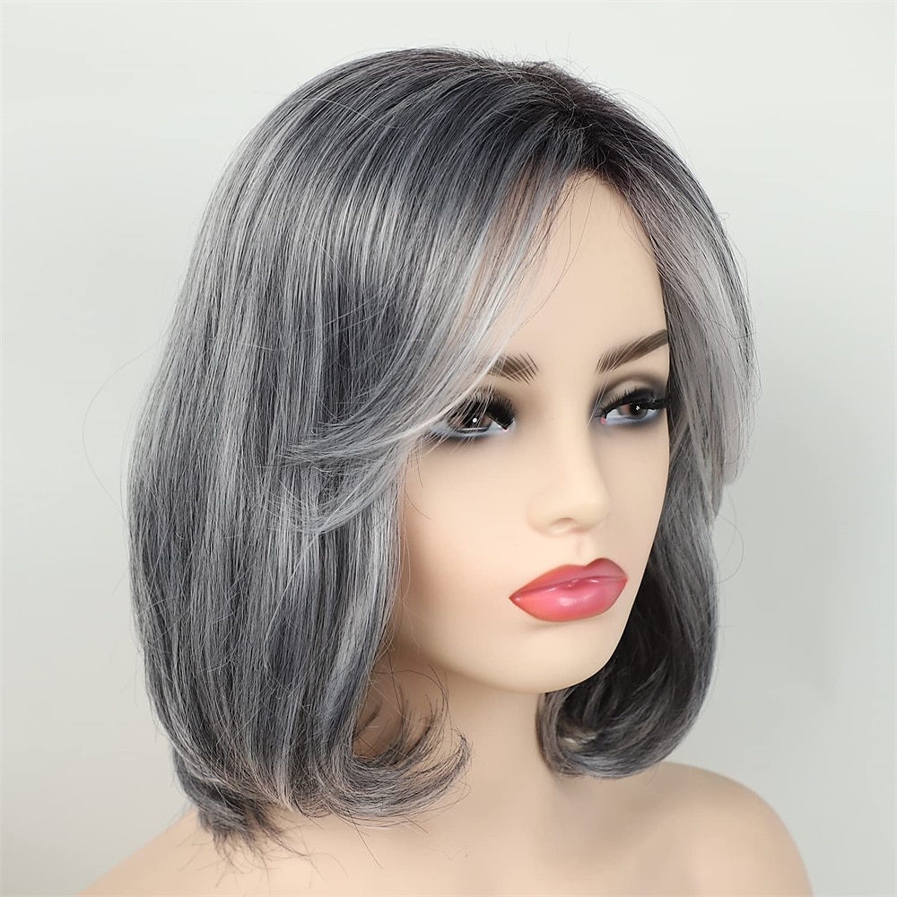 Perruque Courte Grise Avec Bandana Intégré - Modèle Dorothée 51, Synthétique, Neuve