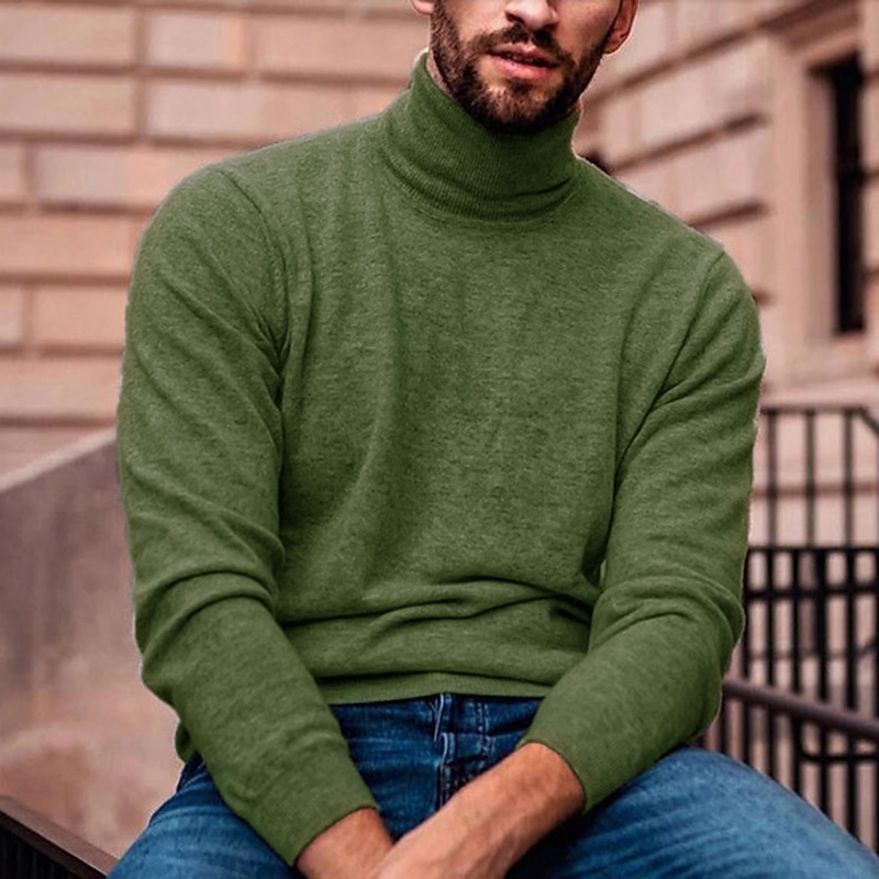 Herre Turtleneck genser Pullover genser Herre Turtle Neck Jumper Riflet Strikke Normal Strikket عادي Rullekrage Moderne Moderne Slim passform Arbeid Dagligdagstøy Klær Høst vinter Vin Svart S M L 2025 - $21.99 –P6