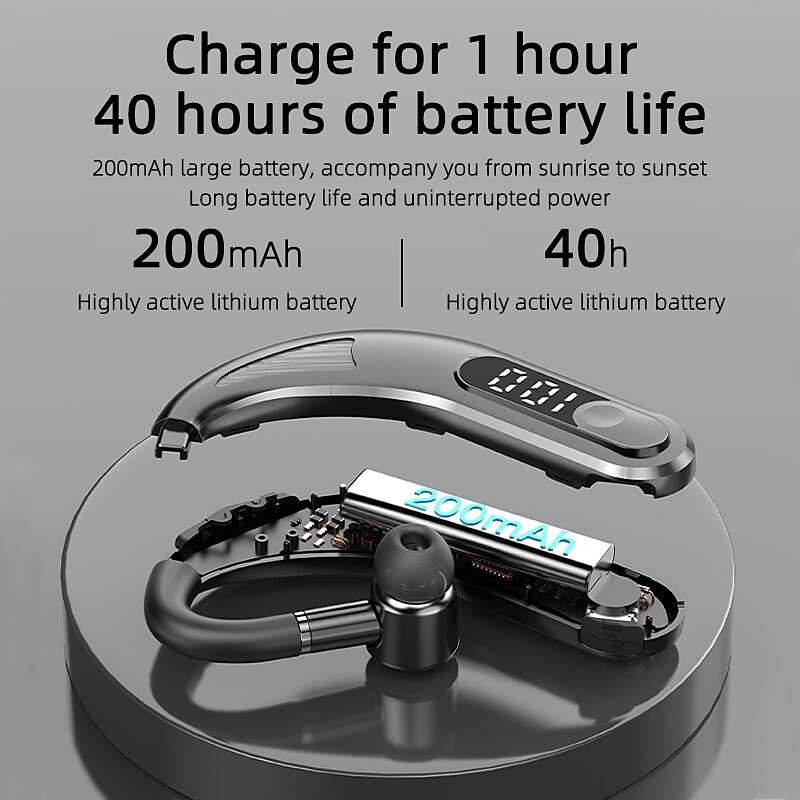 Painless Wear Earhook Bluetooth Earphone Handsfree Wireless Bluetooth Headset Stereo In-Ear Headphone with Mic for Business Driver Trucker Hand-free Calling 2025 - $16.99 –P4
