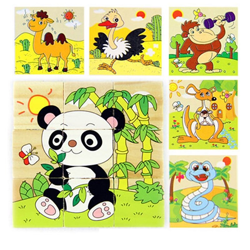 puzzle 3d din lemn pentru cadouri de aniversare pentru copii jucării puzzle pentru grădiniță bloc de construcție 3d din lemn pictură pe șase fețe 2025 - $23.99 –P13