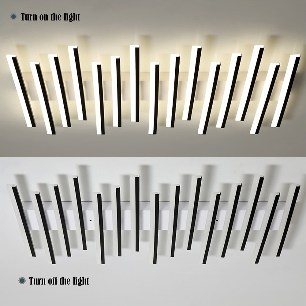 Rectangular Geometric LED Ceiling Lamp 12/15 Head Dimmable Chandelier for Bedroom Livingroom,Dimmable Flush Mount Ceiling Light,Modern Linear LED Ceiling Lights Fixture-Wave 110-240V 2025 - $352.69 –P8