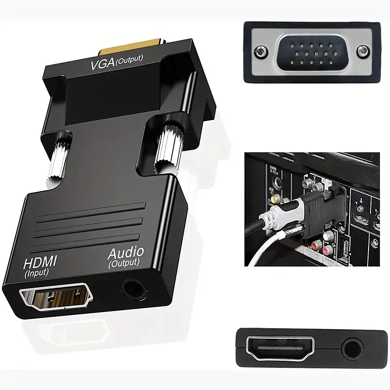 HDMI To VGA Adapter Converter With 3.5mm Audio Input Male VGA To Female HDMI Converter 1080P For Laptop PC Monitor Projector HDTV Chromebook Xbox 2025 - $9.99 –P8