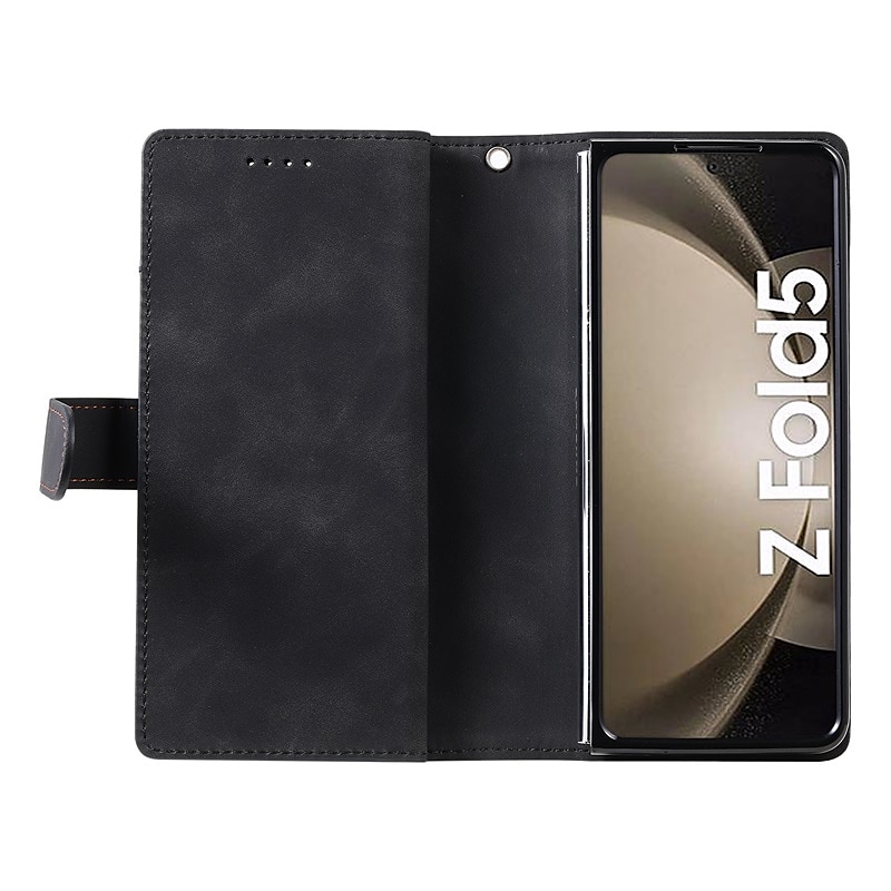 Funda para teléfono para Samsung Galaxy Z Fold 5 Z Fold 4 Z Fold 3 Funda de billetera con cremallera protección completa con correa para muñeca color liso de cuero PU 2025 - $21.99 –P2