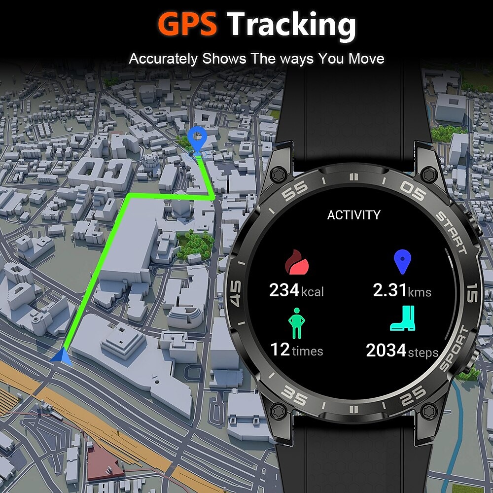 Военные GPS Умные часы для мужчин 1.43 AMOLED экран Частота сердечных сокращений Водонепроницаемость IP68 Совместим с Android iOS 2025 - $87.99 –P3