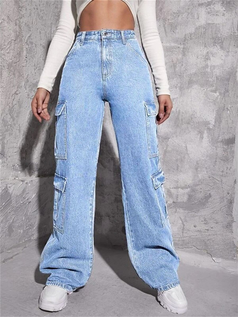 Women's Jeans Cargo Pants Pants Trousers Full Length Fashion Streetwear Street Daily Deep Blue LightBlue XS S Summer Spring 2023 - US $34.99 –P10