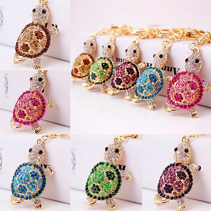 nowość rhinestone żółw breloki brelok moda zwierzęcy żółw metalowy kryształ torebka wisiorek prezent 2025 - $8.99 -P1