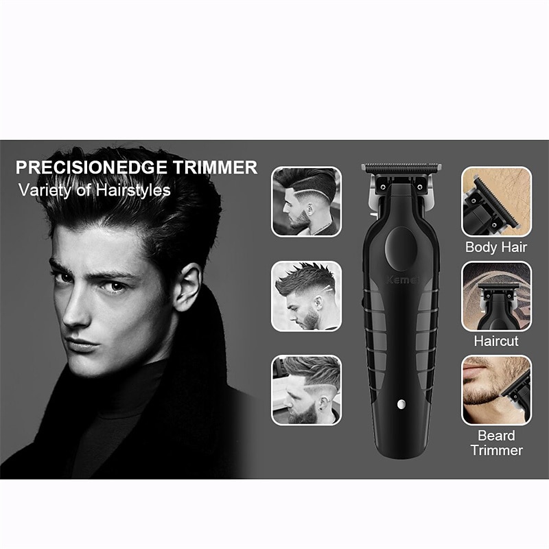Черные триммеры KEMEI для мужчин беспроводные машинки для стрижки волос профессиональные парикмахерские триммеры USB перезаряжаемые беспроводные подарок на День Святого Валентина 2026 - $41.99 –P2