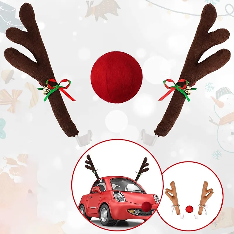 3 teile/satz weihnachten sika deer geweih nase horn auto fahrzeug