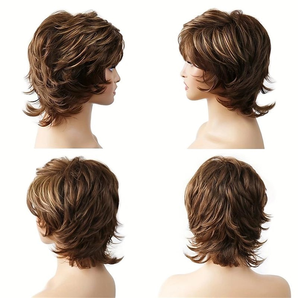 Synthetische pruiken Gekruld Pixie-kapsel Pruik Kort Grijs Licht blond Synthetisch haar Dames Modieus ontwerp Verstelbaar comfy Blond Donker Grijs 2025 - $24.99 –P7