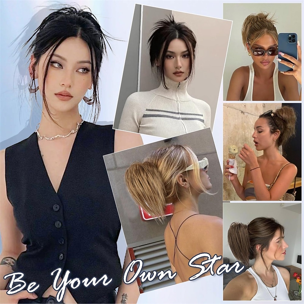 Шиньоны Булочка для волос Хвост с когтем Искусственные волосы Волосы Наращивание волос Прямой Для вечеринок На каждый день Для вечеринки / ужина A1 A2 A3 2026 - $12.99 –P6