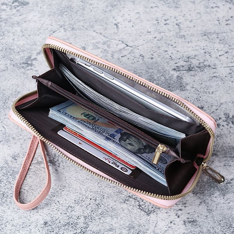 Women's Small Purse, Real Leather Zip Wallet With Coin And Key Pocket For Ladies (Black