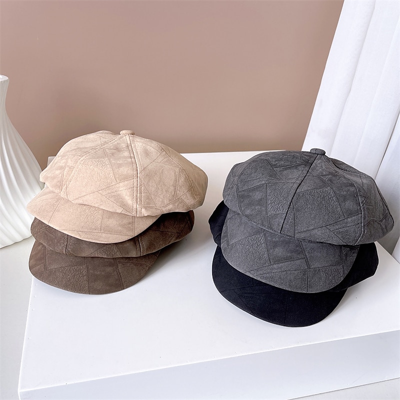 Casquette de béret d'extérieur pour femmes, couleur unie, simple, à la mode, pour filles, chapeaux de winer, chapeau de journal octogonal, automne de 2025 ? $24.99 –P6
