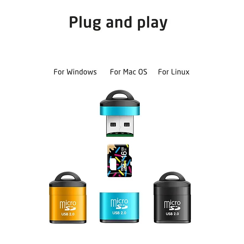 Mini TF Card Reader Lanyard Card Reader Plug And PlayApplicable To Computer Car Audio And Other USB Interface Equipment For Windows Mac OS Linux 2025 - $8.99 –P2