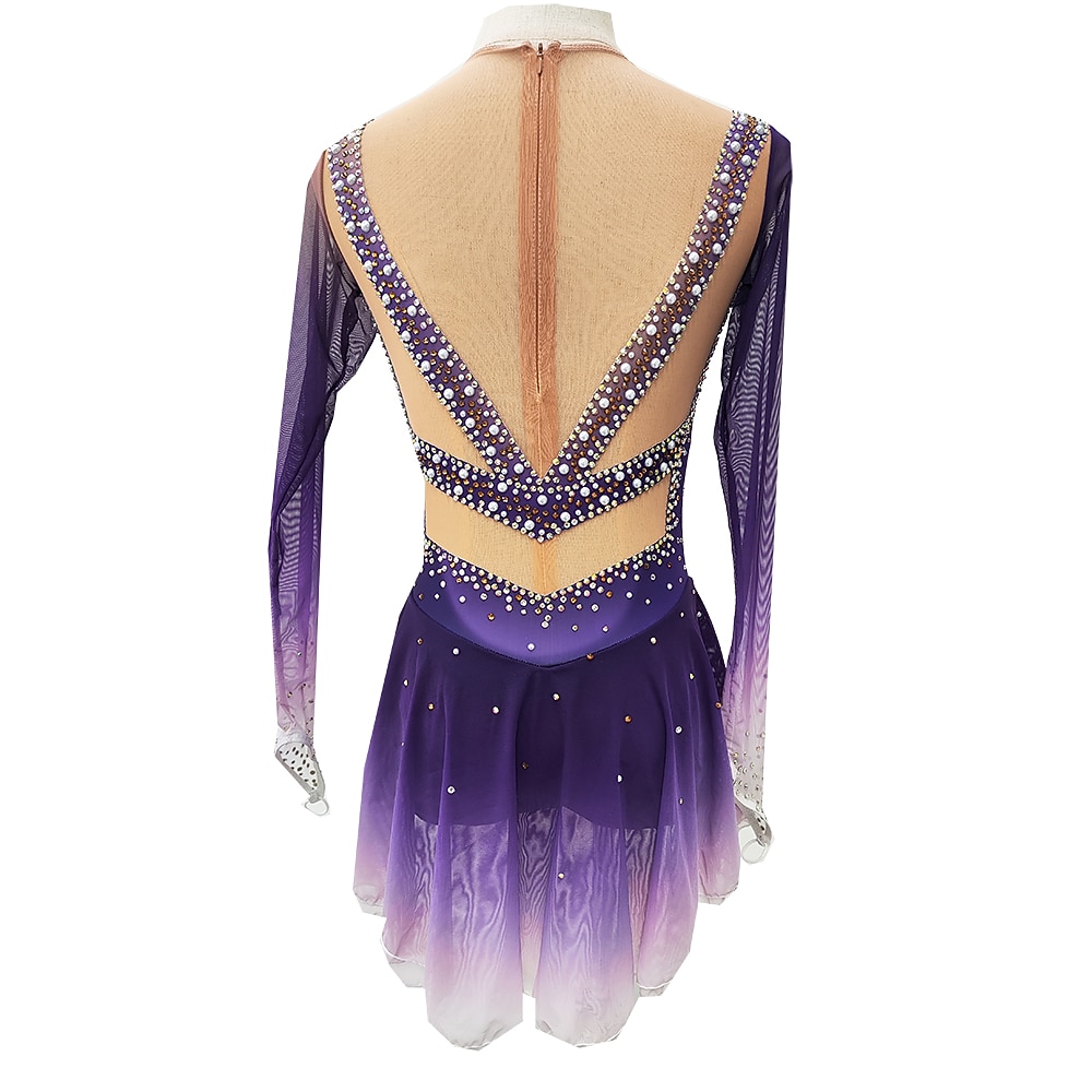 Vestito da pattinaggio artistico Per donna Da ragazza Pattinaggio sul ghiaccio Vestiti Viola Foro per pollice tintura sfumata Elevata elasticità Professionale Competizione Vestiti da pattinaggio sul del 2026 a $235.99 –P3