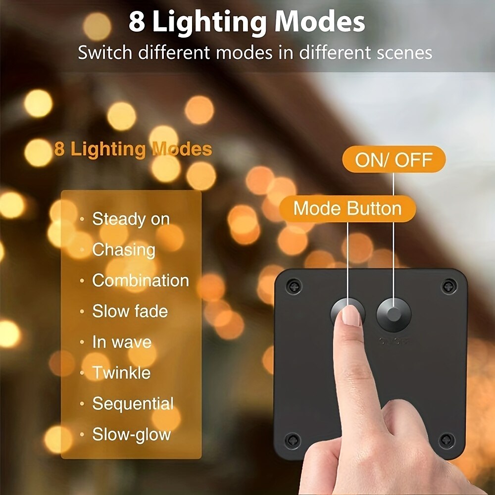 Elegant Wedding Reception Party Outdoor Solar LED String Lights Wedding Decoration 10M 33ft 100 LED 8 Lighting Modes Waterproof Fairy Lights Garden Christmas Wedding Birthday Party Holiday Decoration 2025 - $12.49 –P6