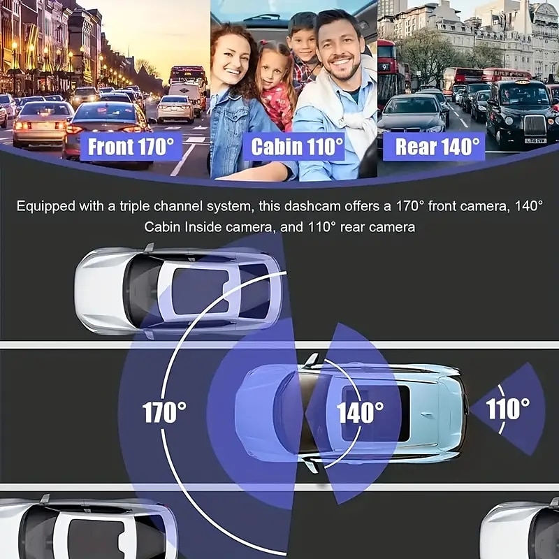 3 Cameras Lens 2.5In Car DVR Dash Cam HD Dash Camera Three Way Lens Video Recorder 1080P Black Box Cycle Dashcam Camcorder 2025 - $81.99 –P3