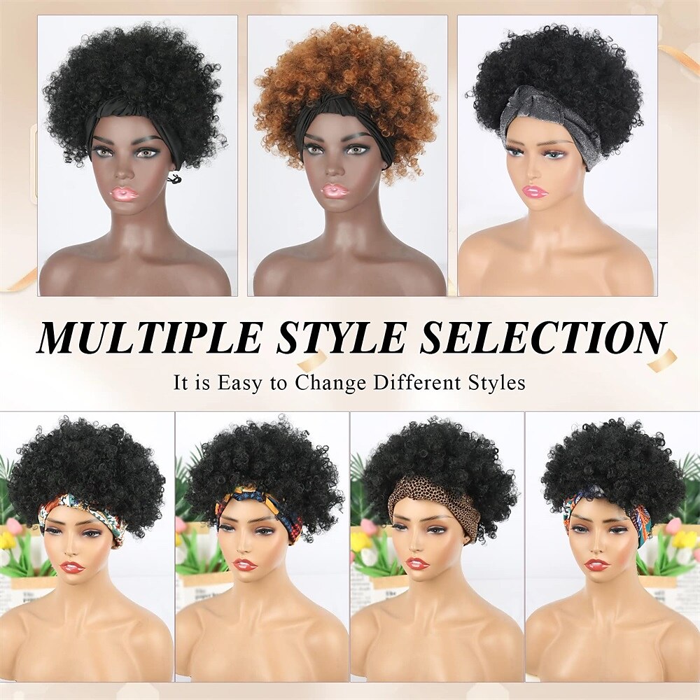 Afro Kinky Curly Wig Headband Wig Gray Wigs for Women Short Curly Afro Wig with Headband Attached Synthetic Gray Ombre Wig Womens Curly Real Hair Glueless Wig Gray Hair Wigs 4Inch 2025 - $24.99 –P8