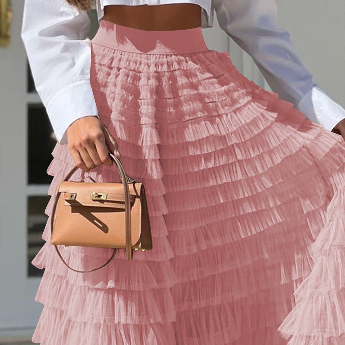 Dámské Sukně Houpačka Sukénka Elegantní Módní Na běžné nošení Maxi Vysoký pas Sukně Jednobarevné Plisé Dovolená ulice Meruňková Černá Khaki Sytě červená Jaro léto Polyester 2025 - $31.99 –P20