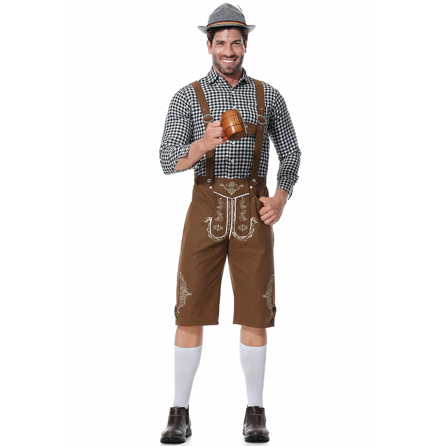 Oktoberfest Lederhosen Hemd Bayerisch Bayerisch Deutsch Wiesn Herren Stoff im traditionellen Stil Bluse Shorts Hut 2026 - HUF 24835 –P1