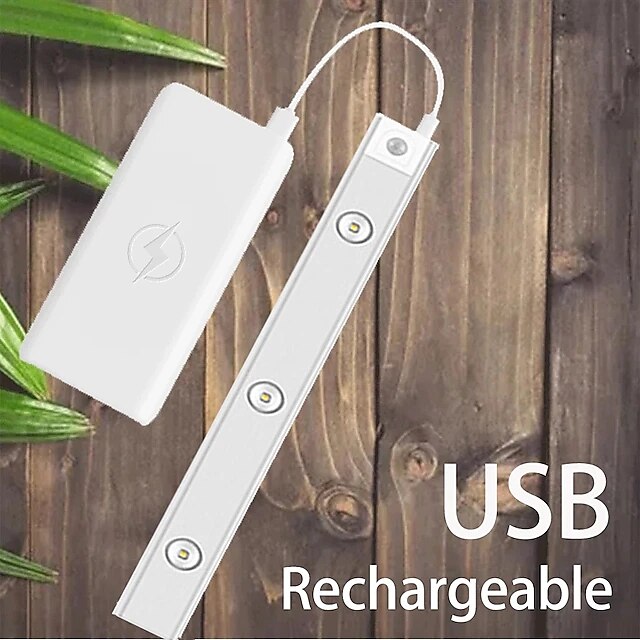 Sensing Night Light LED Auto Motion Sensor USB Rechargeable LED Light 3-Colors Dimming 20/30/40cm 2/3led for Kitchen Wardrobe Cabinet Stair Channel Lighting 2025 - $19.99 –P10