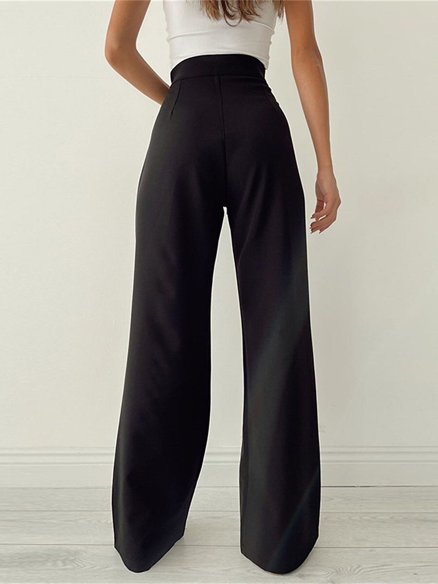 Women‘s Wide Leg Dress Pants Trousers Full Length Fashion Streetwear Street Daily Black Apricot S M Fall Winter 2023 - US $32.99 –P7