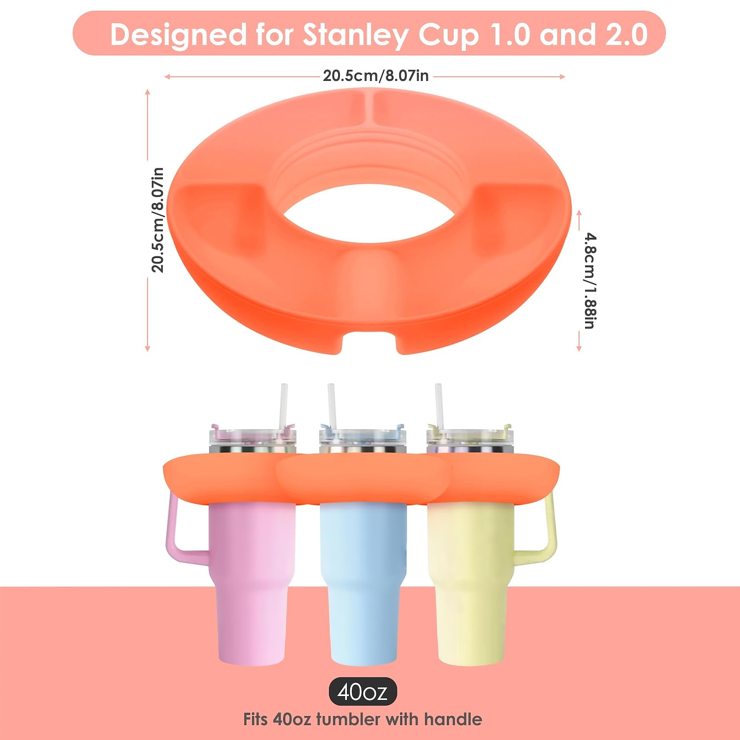 Silicone Cup Holder BPA Free Tumbler Snack Bowl Fits Useful for Stanley Cup  40oz