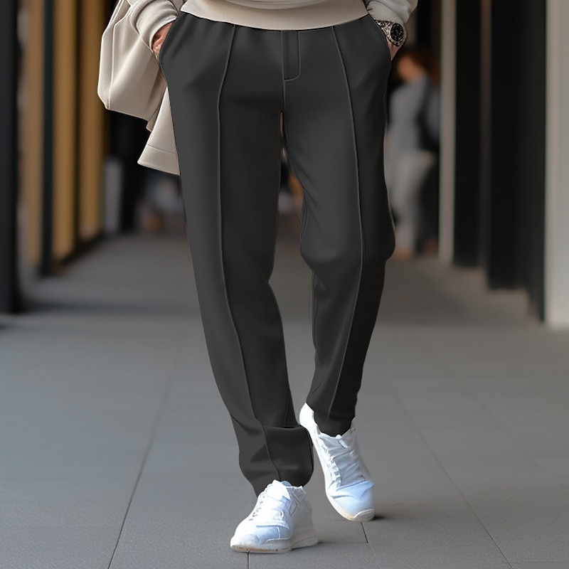 Муж. Штаны Бегун Брюки со складками Кулиска Эластичная талия Полотняное плетение Комфорт Дышащий Повседневные Праздники Спорт Мода Черный Белый 2026 - $20.99 –P11