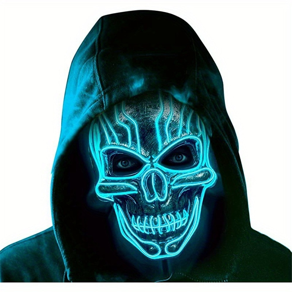 Scary Mask Halloween LED Light Prop Terror Mask with 3 Flashing-Modes for Halloween Festival Party Cos Play 2025 - $16.99 –P2