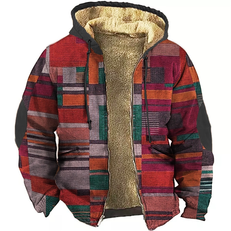Men's Color Block Graphic Prints Hoodie Hoodies Sweatshirt Zip Hoodie Long Sleeve Hooded Sweatshirt Hooded Daily 3D Print Holiday Vacation Going out Yellow Red Fleece Winter Designer 2025 - $39.99 –P7