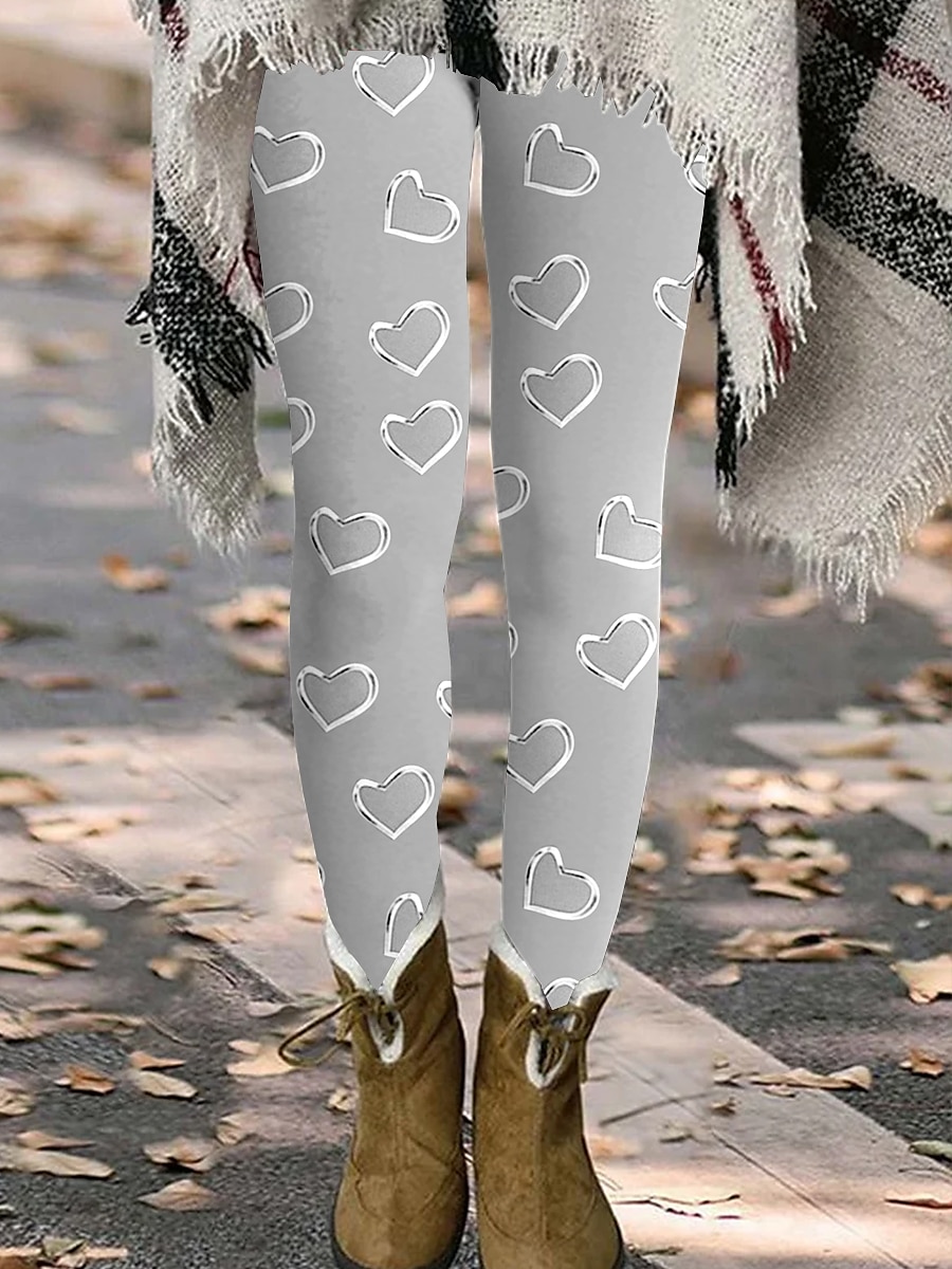 Damskie Getry Moda Miękkie Pełna długość Natutalne Serce Nadruk Ciepłe Wygodny Średnio elastyczny Urlop Codzienny Jasna kawa jesion Czarny 1 # Na każdy sezon 2025 - $18.99 –P3