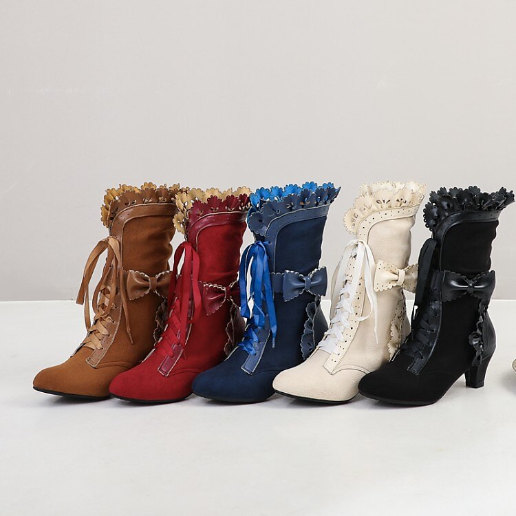 Mujer Botas Zapatos de Navidad Bullock Zapatos Tallas Grandes Exterior Navidad Diario Color sólido Botines Botines Invierno Encaje Tacón de gatito Dedo redondo Elegante Casual Minimalismo Zapatos de 2025 - $59.99 –P12