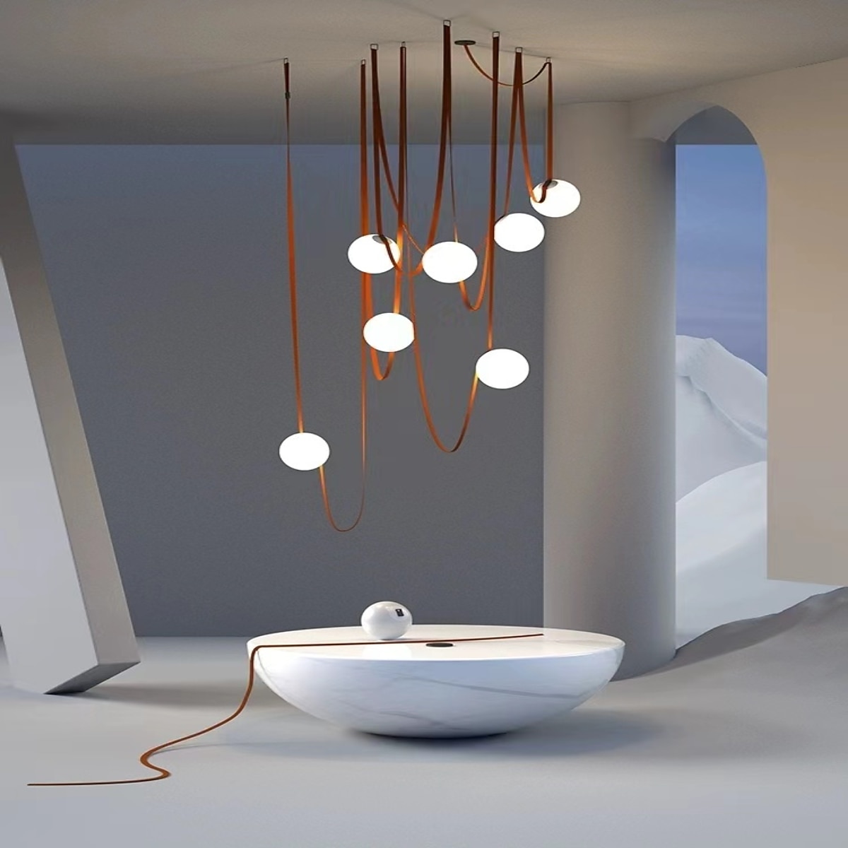 Lámpara colgante LED de 1/3/5/7 luces con diseño de racimo, lámpara de araña de cuerda de cáñamo con globo de cristal, lámpara colgante moderna de color negro y rosa, lámpara colgante de montaje 2025 - $229.99 –P1