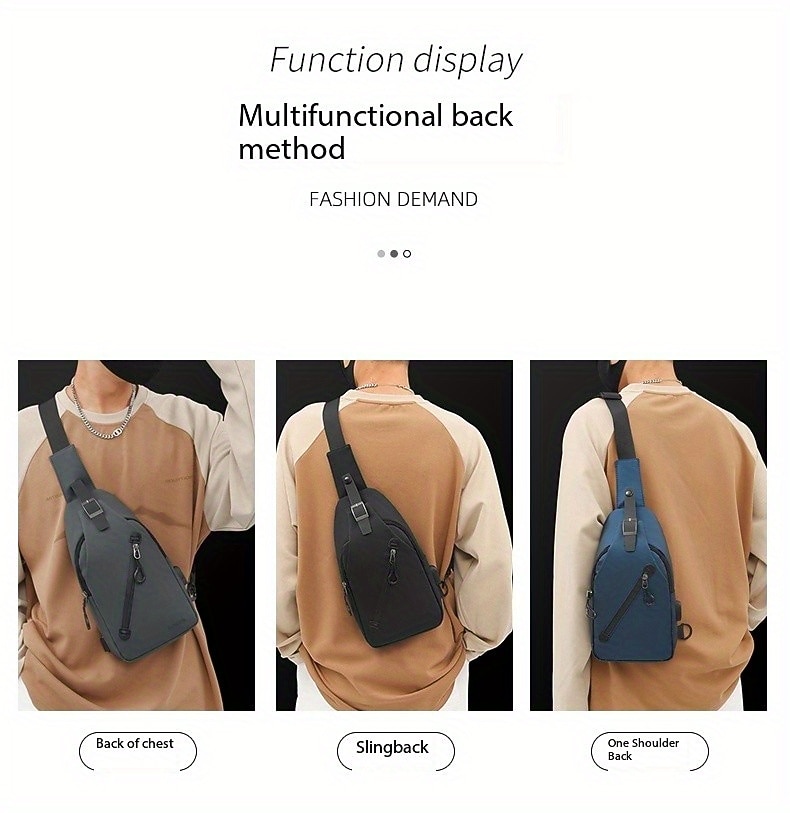 Anti-Diefstal Schouder Sling Rugzak - Waterproof Krassenbestendig Lichtgewicht Schouderrugzak met USB-oplaadpoort Ideaal Cadeau voor Mannen 2026 - $14.99 –P2