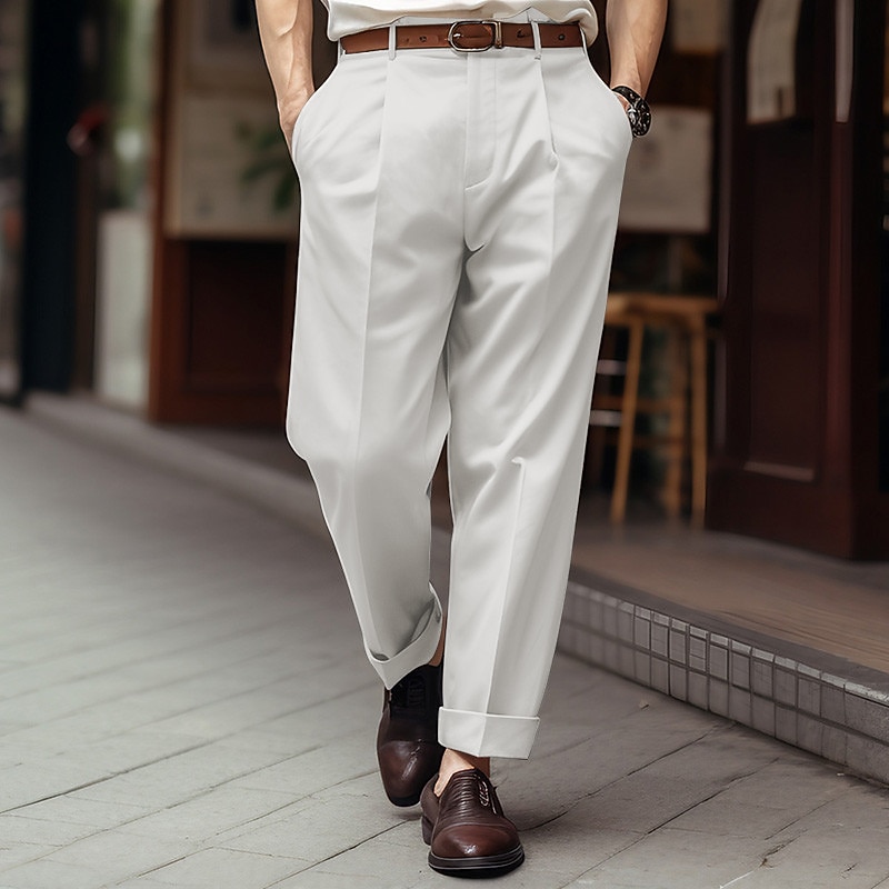 Homme Pantalons Dress Pants works Pantalon décontracté Pantalons de Costume Poche Avant Uni Confort Respirant Mariage Occasionnel Quotidien Mode Basique Noir Blanche de 2026 ? $29.99 –P7