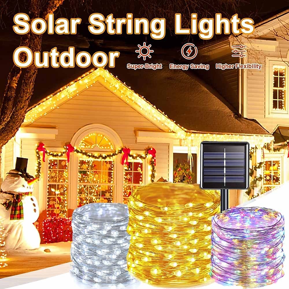 Guirlande lumineuse solaire à LED pour réception de mariage, élégante, décoration de mariage, 10 m, 33 pieds, 100 LED, 8 modes d'éclairage, guirlande lumineuse étanche, jardin, Noël, mariage, fête de 2025 ? $14.49 –P3