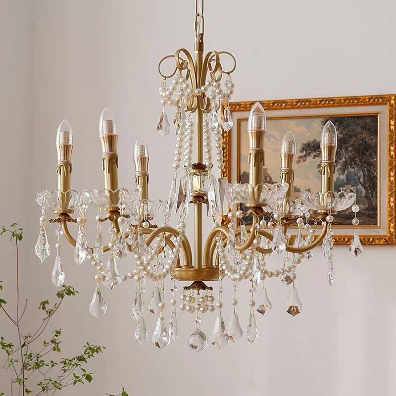 lustre led plafonnier en cristal 6/8 tête k9 cristal conception unique lumières encastrées en acier inoxydable led style nordique lustres de style bougie 110-120v 220-240v de 2025 ? $859.99 –P8