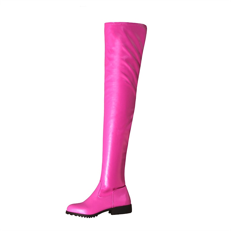 Botas de piel sintética por encima de la rodilla para mujer: botas altas hasta el muslo con tacón grueso para usar a la moda en otoño e invierno 2026 - $69.99 –P7