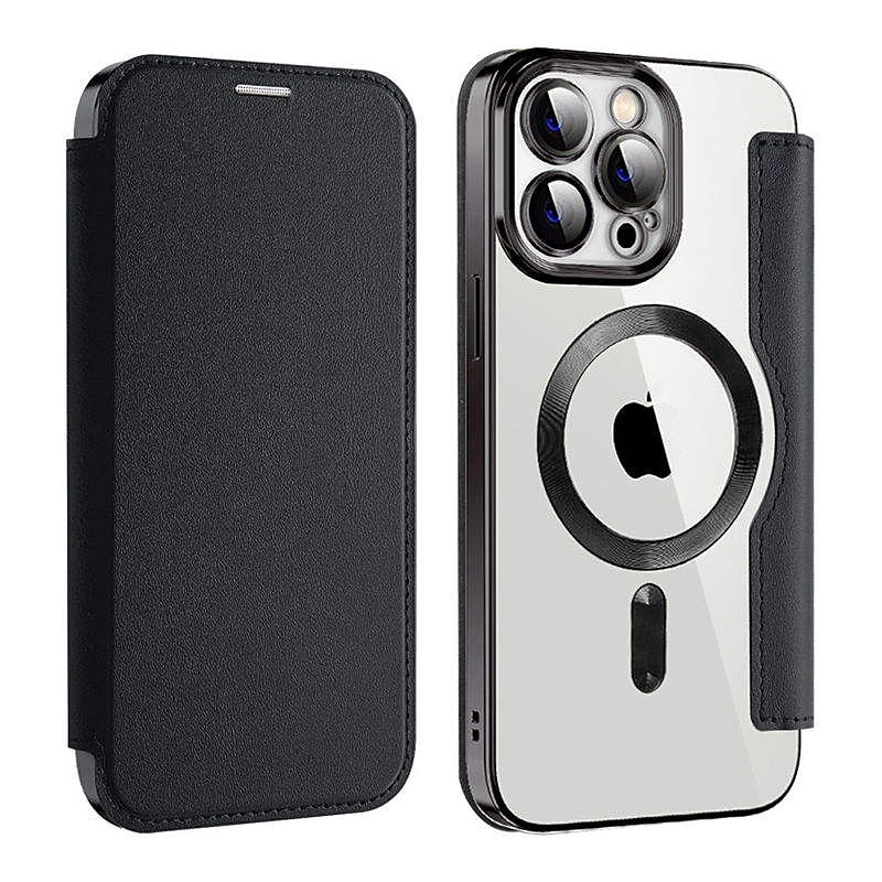 Coque de téléphone MagSafe avec dos transparent et fente pour carte – couvercle rétro cuir PU pour iPhone 16e 16 15 Pro Max Plus 14 13 12 11 de 2025 ? $22.99 –P11