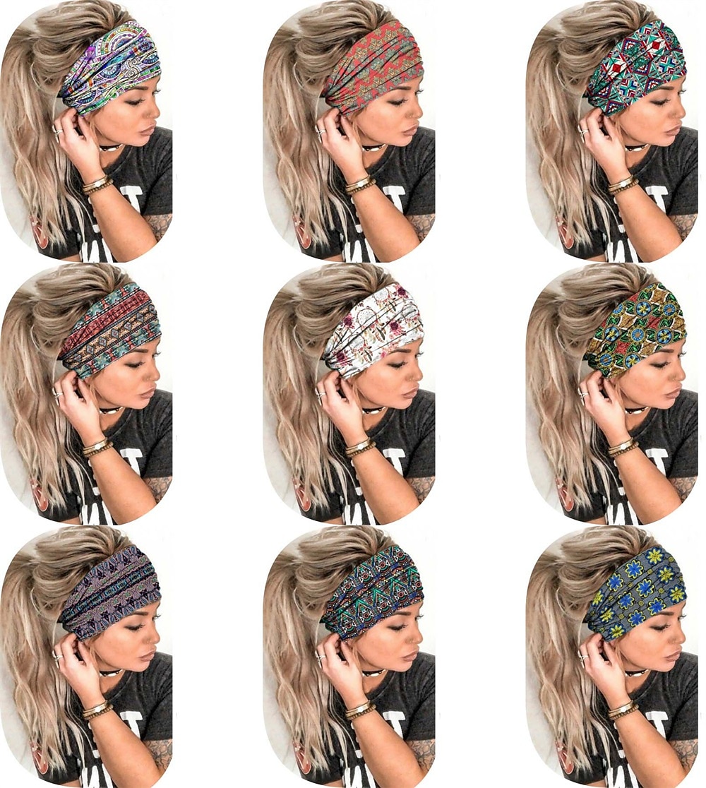 Bandes de cheveux pour femmes, motifs imprimés africains, large bord, nouage élastique, bandeaux de sport, de yoga, couvre-chef pour femmes, accessoires pour cheveux de 2025 ? $6.99 –P3