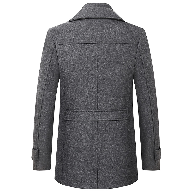 Herren Wintermantel Wollmantel Trenchcoat Outdoor Freizeitskleidung Herbst Winter Wollen warm Windbreaker Oberbekleidung Bekleidung Modisch Strassenmode Glatt Tasche Kargen Einreihiger Verschluss 2025 - $90.99 –P3