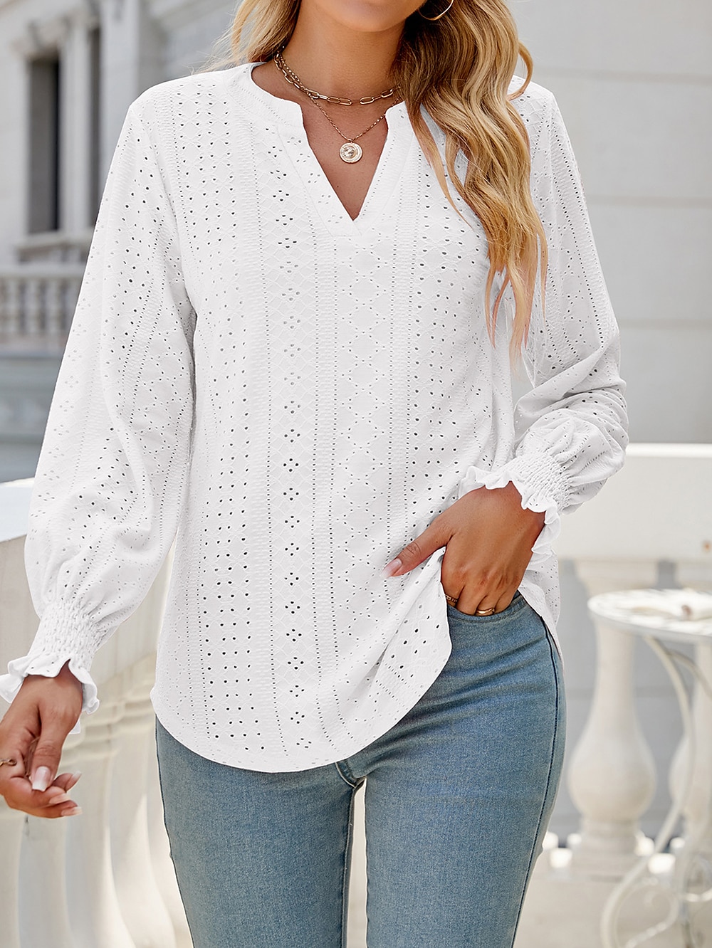 Chemise Chemisier Femme Noir Blanche Rose Claire Couleur unie Ouvert du quotidien Mode Col de Chemise Standard S de 2025 ? $19.99 –P10