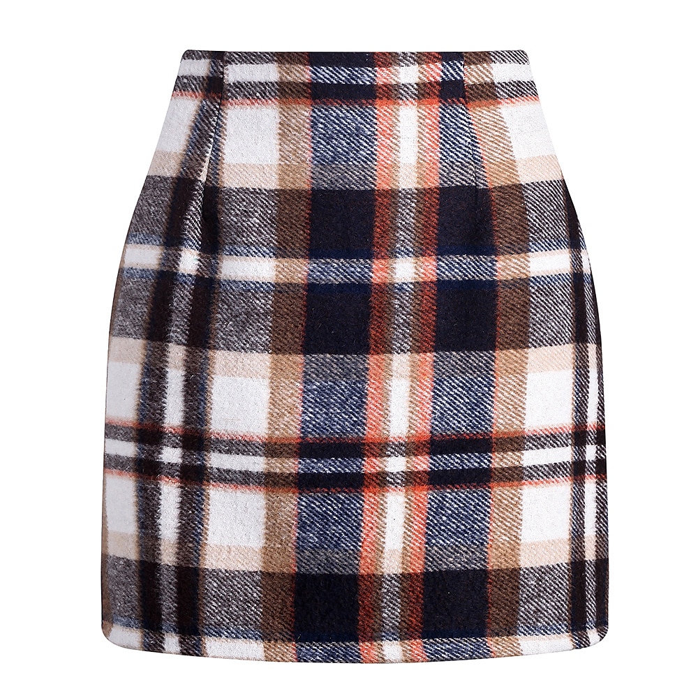 Femme Jupe Moulante Mode Décontractées Mini Taille haute Jupes Plaid Imprimer Vacances Plein Air Saphir Turquoise Vert foncé Café foncé Hiver Laineux de 2025 ? $25.99 –P7