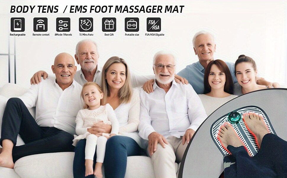 Foot Massager Mat TENS Back Muscle Stimulator With Remote Control Electric Pulse Feet Acupressure Pad Massager Machine 2025 - $33.79 –P1
