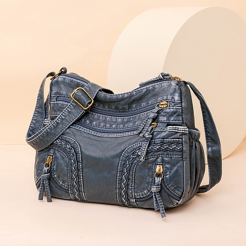 Bolso de hombro vintage de piel sintética marrón para mujer: bolso bandolera bohemio con múltiples bolsillos, elegante bolso de diario para uso informal y de viaje 2025 - $24.99 –P14