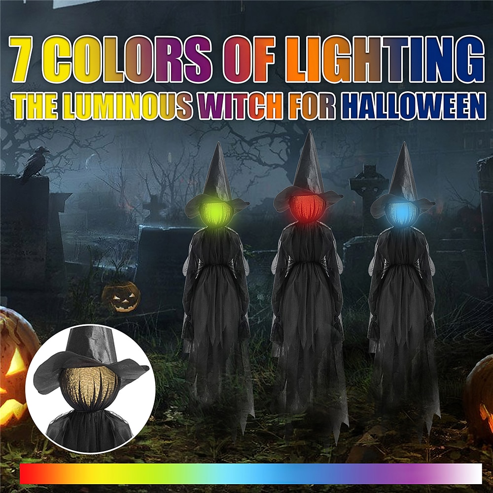 Voice Control with Sound Halloween Colorful Gradient Witch Ghost Atmosphere Layout Scene Decoration Props Lawn Floor Lamp 2026 - $23.99 –P4