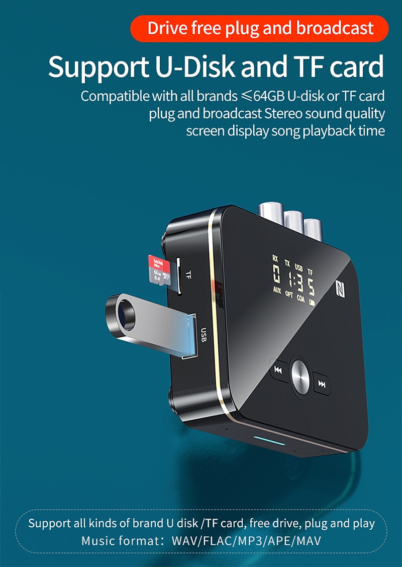 2в1 Bluetooth 5.0 приемник-передатчик FM стерео aux 3,5 мм разъем RCA оптический вызов громкой связи NFC беспроводной Bluetooth аудиоадаптер ТВ 2025 - $47.99 –P12