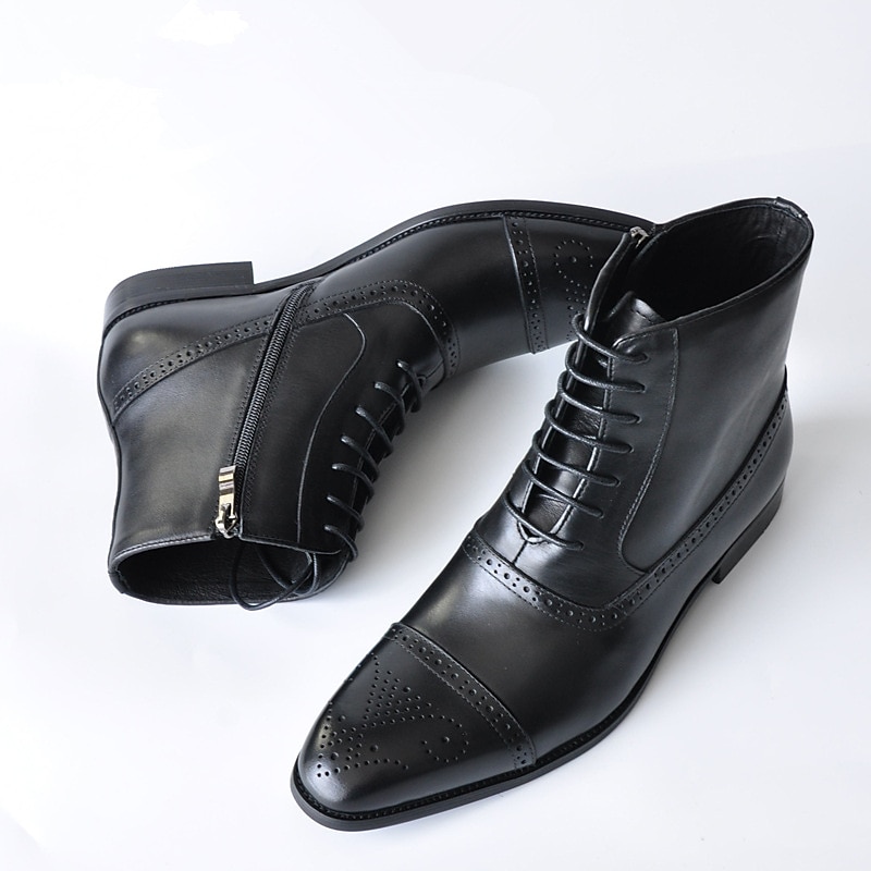 Heren bruine imitatieleren brogue enkellaarsjes – vintage veterontwerp met wingtip-details en duurzame zool voor formele en informele gelegenheden 2025 - $59.99 –P3