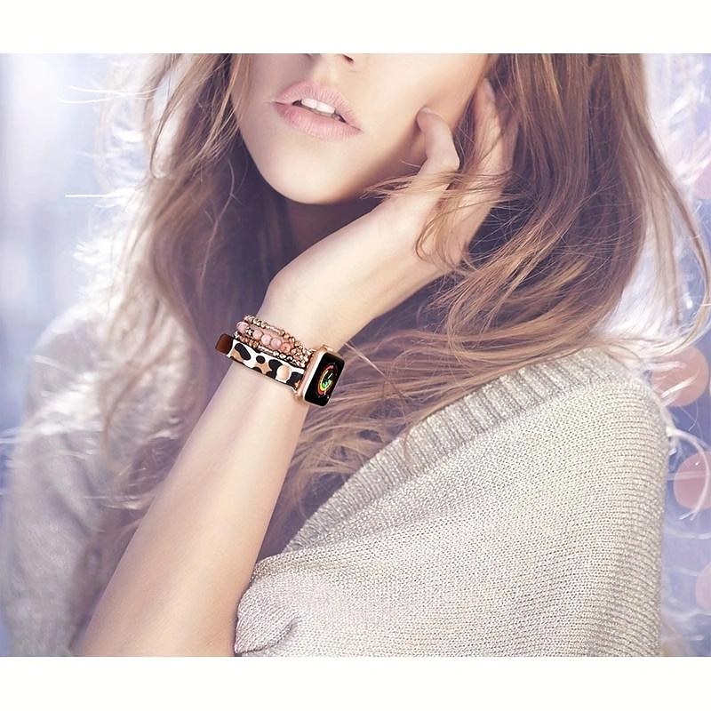 Compatível com Pulseira Apple Watch 38mm 40mm 41mm 42mm 44mm 45mm 49mm Feminino Purpurina Couro PU Contas pulseira de substituição para iwatch Ultra 2 Series 9 8 7 SE 6 5 4 3 2 1 de 2025 por $21.99 –P3