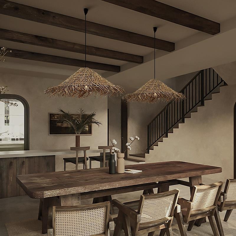 LED Pendant Lamp Rattan Pendant Light 30/40m Retro Suspension Lamp Woven Hanging Lamp Wicker Lampshade Hanging Light Fixture for Dining Table Restaurant 110-240V 2025 - $449.99 –P1