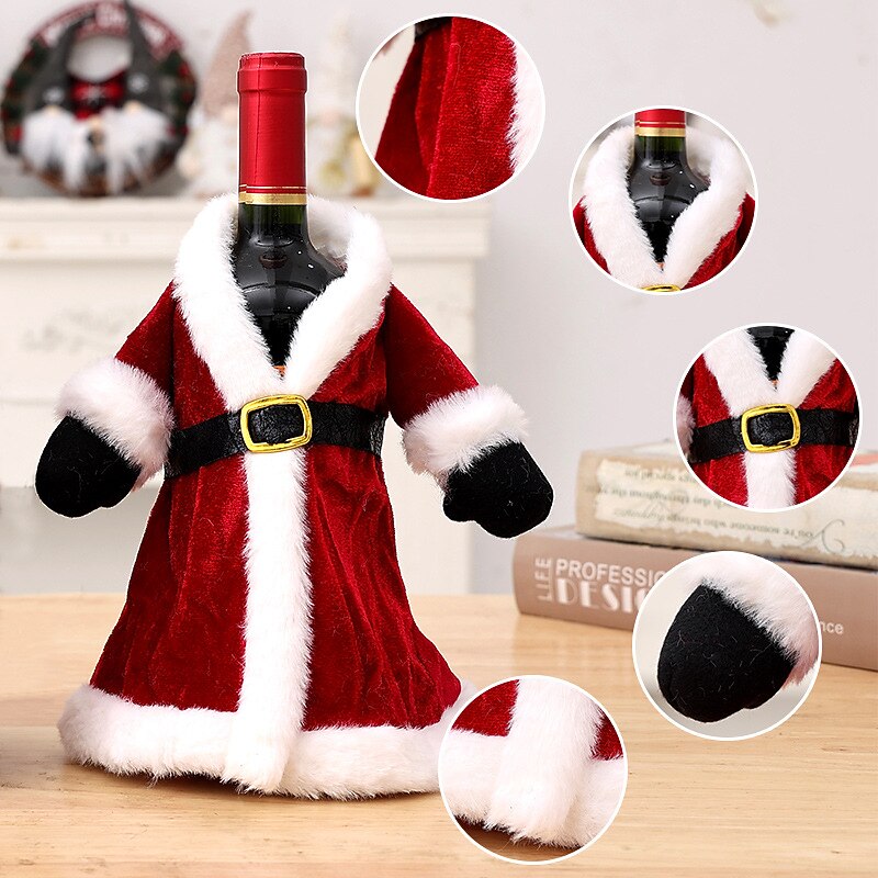 Christmas Wine Decoration Creative Red Wine Bag, Christmas Dress Wine Bottle Cover, Christmas Skirt Wine Bottle Decoration, Christmas Red Wine Cover 2025 - $6.49 –P5
